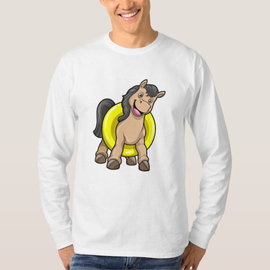 Pferd am Strand mit Schwimmring T-Shirt (Vorderseite)