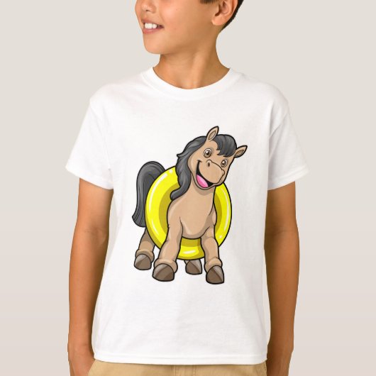Pferd am Strand mit Schwimmring T-Shirt (Vorderseite)