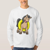 Pferd am Strand mit Schwimmring T-Shirt (Vorderseite)