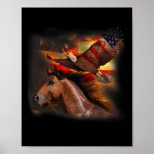 Pferd American Flag Wings Eagle Proud Patriotic 4t Poster