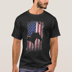 Pferd Amerikanische Flagge Stolz Usa Patriot Reite T-Shirt