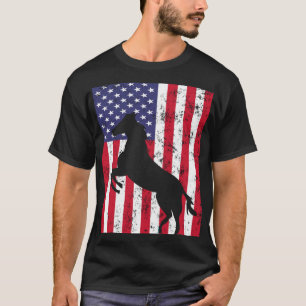 Pferd Amerikanische Flagge USA 4. Juli Männer Frau T-Shirt