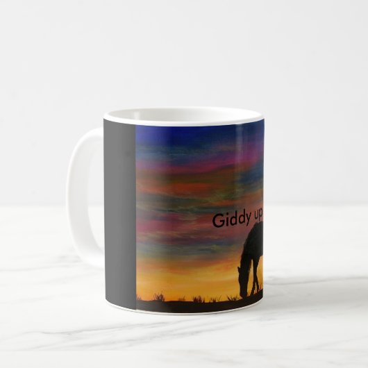 Pferd an der Sonnenaufgang-Kaffee-Tasse Kaffeetasse (Vorderseite Links)