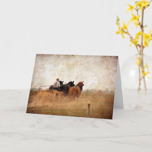 Pferd angetriebene praktische Arbeit, Geburtstag Karte (Gelbe Blume)