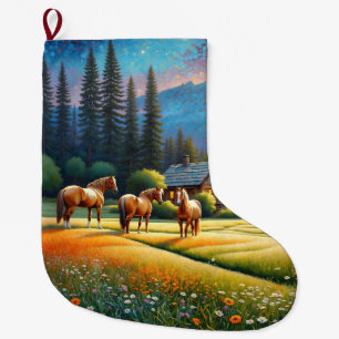 Pferd auf Bauernhof Wildblumenwiese Großer Weihnachtsstrumpf