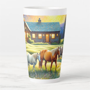 Pferd auf Bauernhof Wildblumenwiese Milchtasse