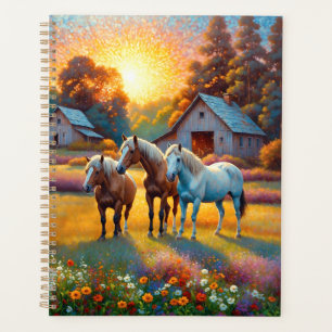 Pferd auf Bauernhof Wildblumenwiese Planer