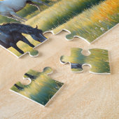 Pferd auf Bauernhof Wildblumenwiese Puzzle (Seite)