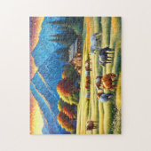 Pferd auf Bauernhof Wildblumenwiese Puzzle (Vertikal)