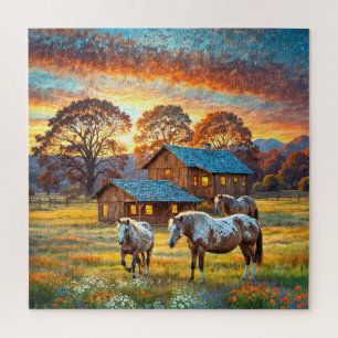 Pferd auf Bauernhof Wildblumenwiese Puzzle