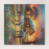 Pferd auf Bauernhof Wildblumenwiese Puzzle (Horizontal)