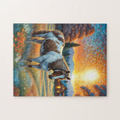 Pferd auf Bauernhof Wildblumenwiese Puzzle (Horizontal)