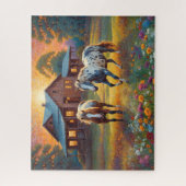 Pferd auf Bauernhof Wildblumenwiese Puzzle (Vertikal)