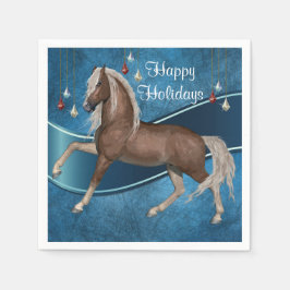Pferd auf blau mit Ornamenten glückliche Ferien Serviette