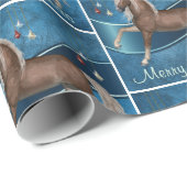 Pferd auf Blau mit Schein verziert fröhliches Geschenkpapier (Rolleneckpunkt)