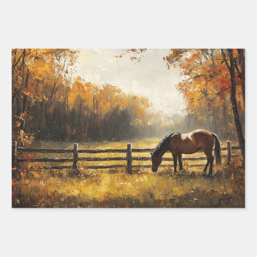 Pferd auf dem Feld Goldene Stunde Entdeckungsreise Geschenkpapier Set (Vorderseite 3)