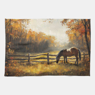 Pferd auf dem Feld Goldene Stunde Malerei Geschirrtuch