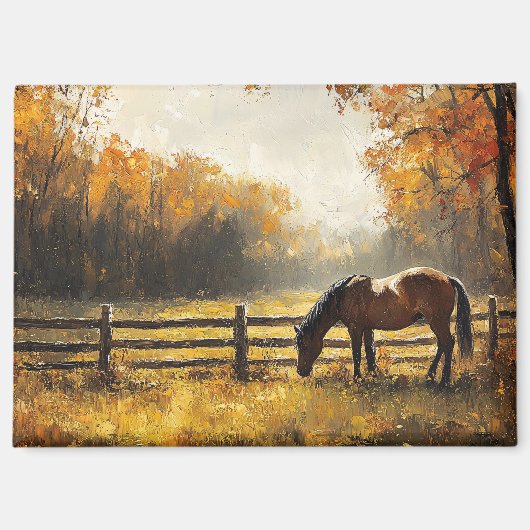 Pferd auf dem Feld Goldene Stunde Malerei Magnet (Vorderseite)