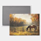 Pferd auf dem Feld Goldene Stunde Malerei Magnet (Vorderseite/Rückseite)