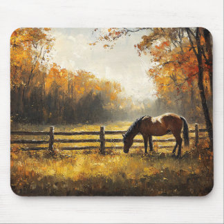 Pferd auf dem Feld Goldene Stunde Malerei Mousepad