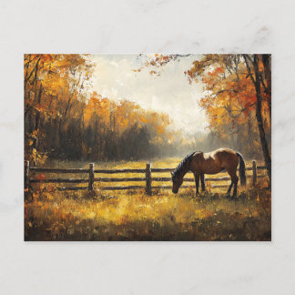 Pferd auf dem Feld Goldene Stunde Malerei Postkarte