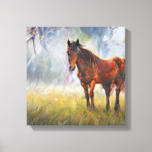 Pferd auf dem Gras Leinwanddruck