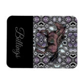 Pferd auf dem Lila Hue/Name-Design Magnet (Horizontal)