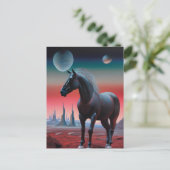 Pferd auf dem Planeten im Weltraum Postkarte (Stehend Vorderseite)