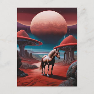 Pferd auf dem Planeten im Weltraum Postkarte