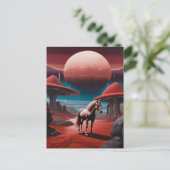 Pferd auf dem Planeten im Weltraum Postkarte (Stehend Vorderseite)