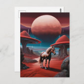 Pferd auf dem Planeten im Weltraum Postkarte (Vorne/Hinten)