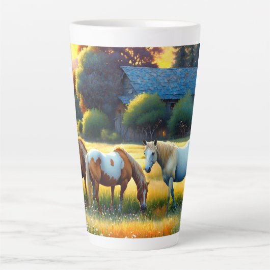 Pferd auf der Farm Wildblumenwiese Milchtasse (Vorderseite)