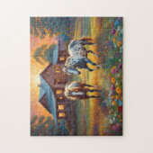 Pferd auf der Farm Wildblumenwiese Puzzle (Vertikal)