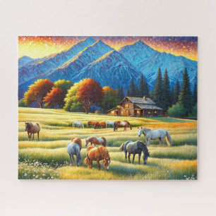 Pferd auf der Farm Wildblumenwiese Puzzle