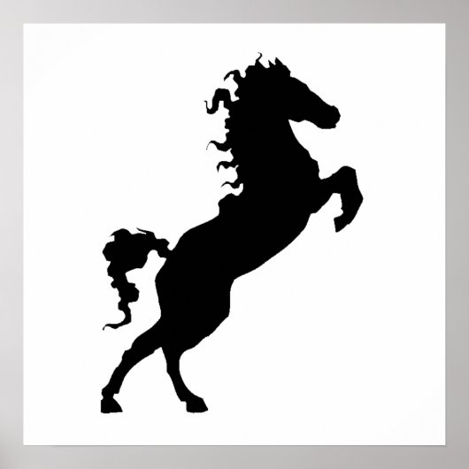 Pferd auf der Hind Legs Silhouette Poster (Vorne)