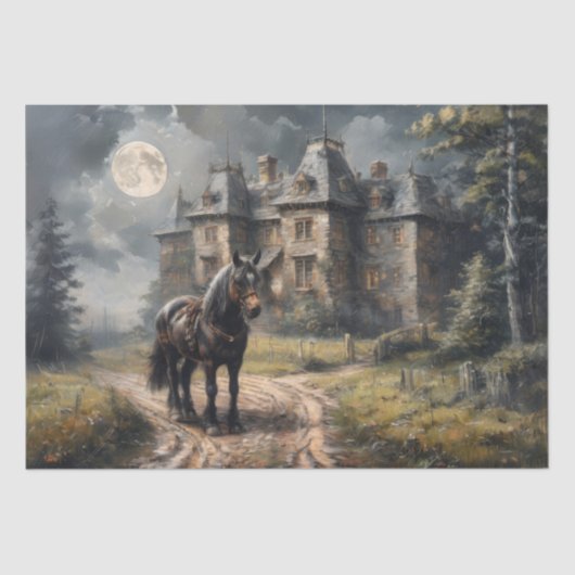 Pferd auf der Landstraße - Decoupage - Seidenpapier (Vorderseite)