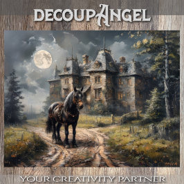 Pferd auf der Landstraße - Decoupage - Seidenpapier