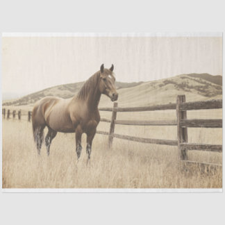 Pferd auf der Range Vintag Sepia Decoupage Seidenpapier