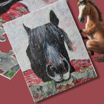 Pferd auf einem Feld Reitsportler Puzzle<br><div class="desc">Ein lustiges Pferd,  das dich anschaut! Funny face!</div>