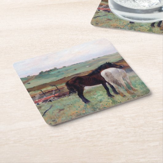 Pferd auf einer Wiese, Edgar Degas Rechteckiger Pappuntersetzer (angewinkelt)