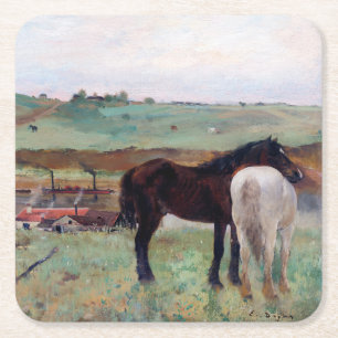Pferd auf einer Wiese, Edgar Degas Rechteckiger Pappuntersetzer