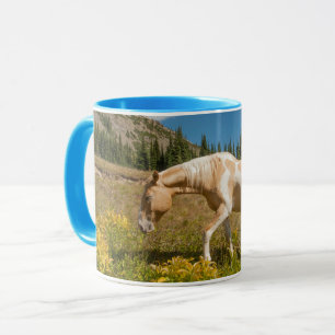 Pferd auf Gräsern im Sommer auf der Alp Wiese Tasse