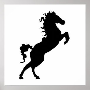 Pferd auf Hinterbein-Silhouette Poster