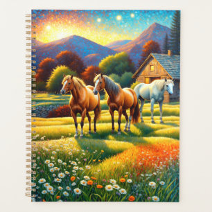 Pferd auf landwirtschaftlicher Wildblumenwiese Planer