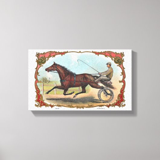 Pferd auf Rädern Vintages Pferderennen Leinwanddruck (Vorderseite)