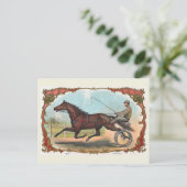 Pferd auf Rädern Vintages Pferderennen Postkarte (Stehend Vorderseite)