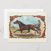 Pferd auf Rädern Vintages Pferderennen Postkarte (Vorne/Hinten)