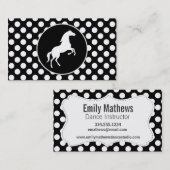 Pferd auf schwarzen und weißen Polka-Punkten Visitenkarte (Vorne/Hinten)