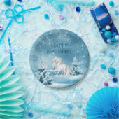 Pferd auf Snowy Night Winter Happy Birthday Pappteller (Party)