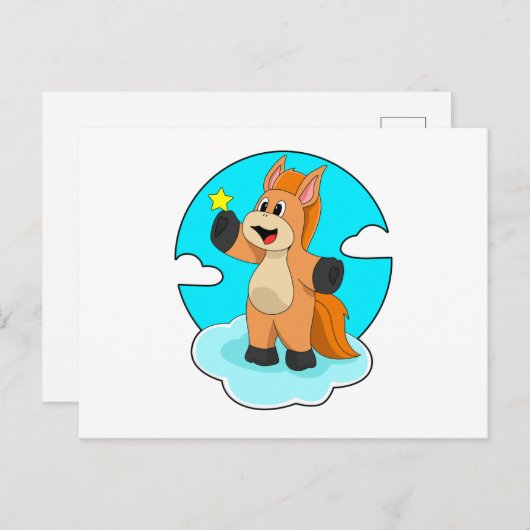 Pferd auf Wolken Postkarte (Vorne/Hinten)